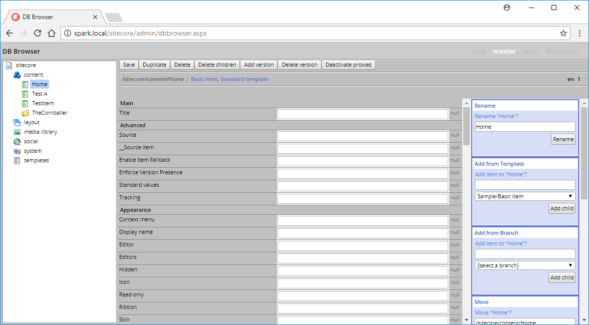Sitecore Admin Pages Sitecore Spark