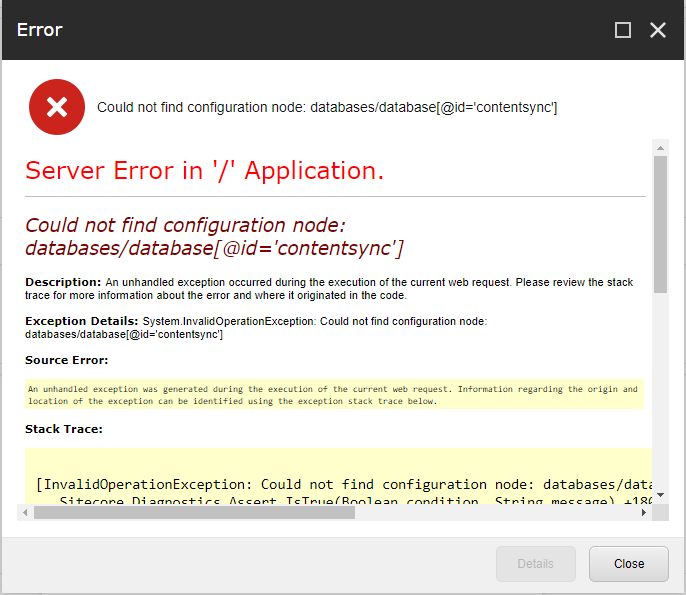 An exception while generating a Sitecore content package.
