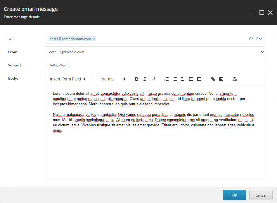Creating an email submit action in Sitecore Forms.