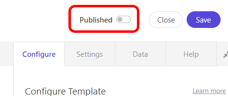 The Publish toggle for this Web Experience.