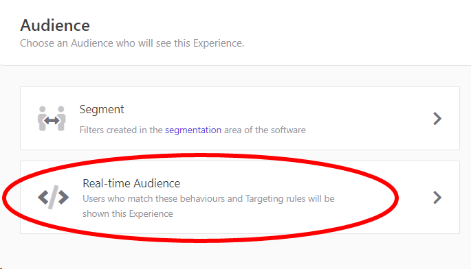 The Real-Time Audience filter option is circled in red.